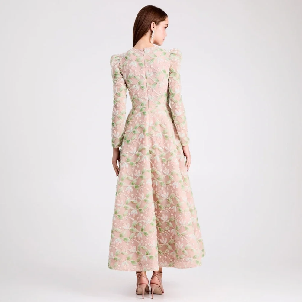 Helsi Tessa Long-Sleeve Appliqué A-Line Maxi Dress in Green NWOT - Picture 4 of 10